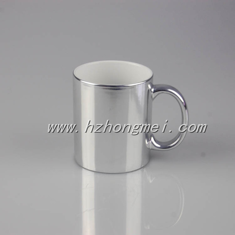 Wholesale custom Sublimation 11 oz ceramic gold Plated coffee Mirror Mugs with Metallic Lusters electroplated glaze