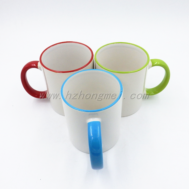 11oz color handle white ceramic sublimation mug for heat transfer printing