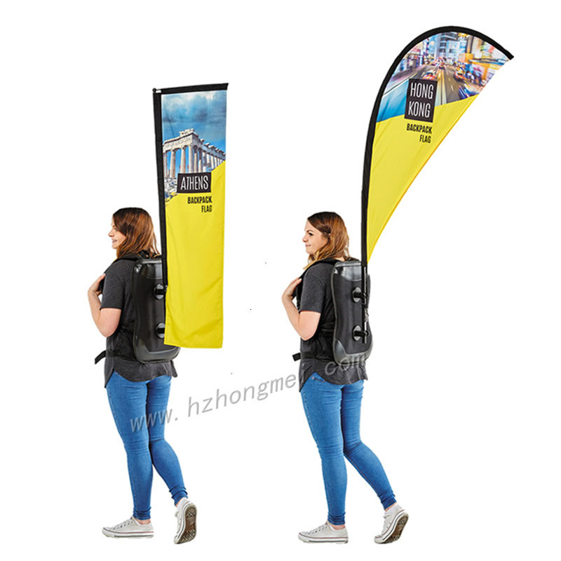 Teardrop Feather Custom Design Double sides printing Walking Backpack advertising Flag Banner