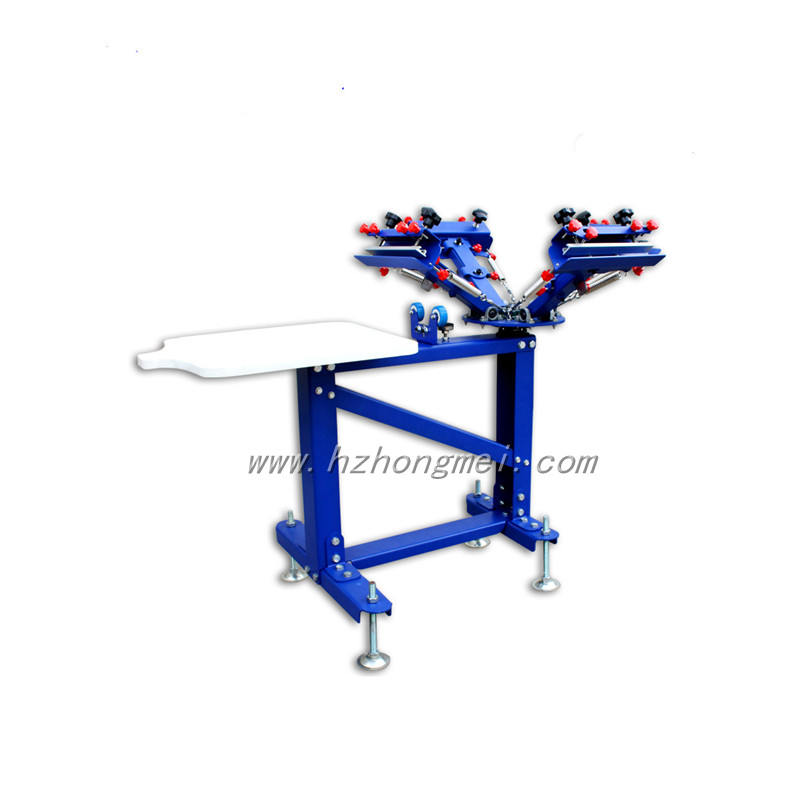 E411L Floor Type Micro Adjust Four Color One Station Single Wheel Overprinting Screen Printing Machine