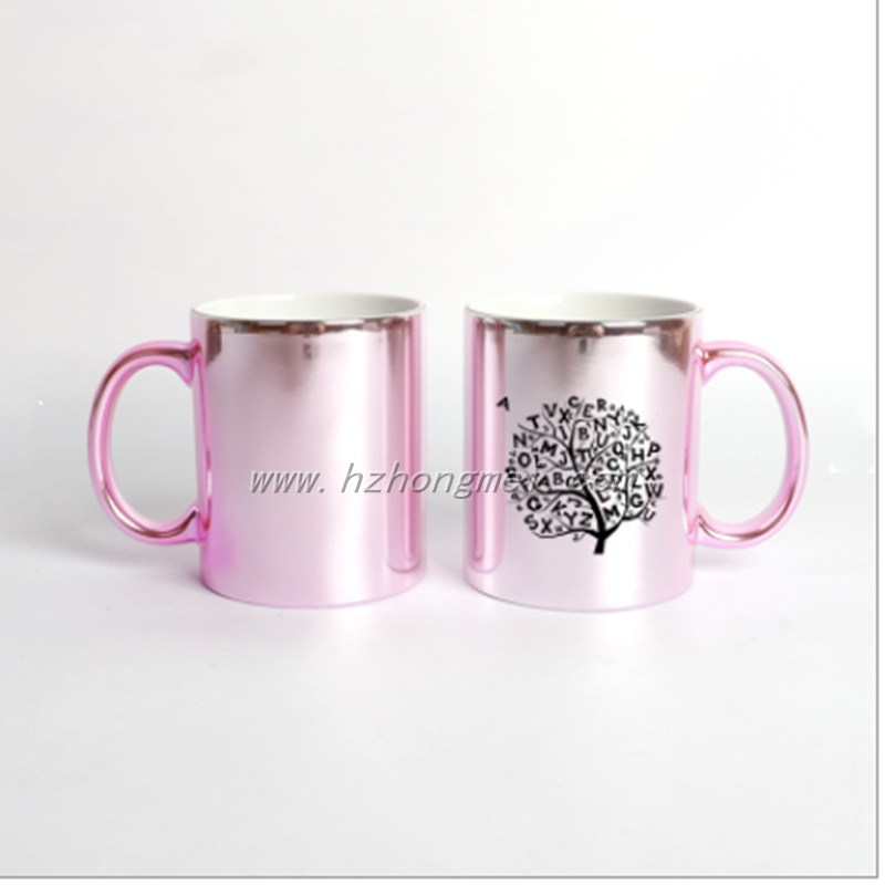 Beautiful mirror pink sublimation mug suppliers electroplate cup wholesale