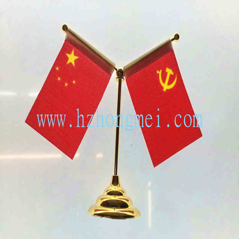 custom polyester national desk flag decorative table flag with stainless steel flag pole