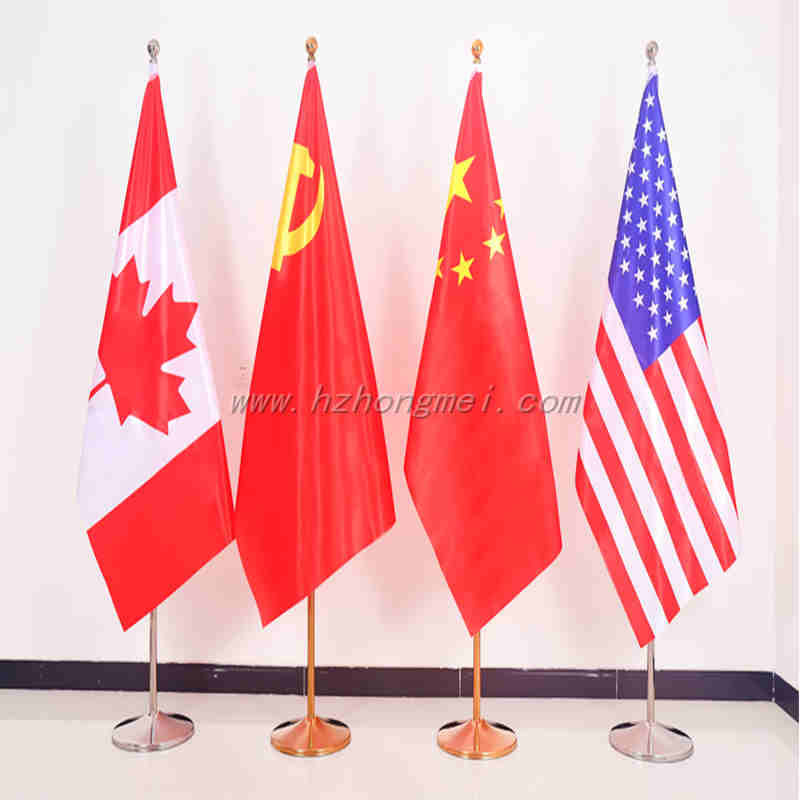 Hot Selling Custom Polyester Fabric Advertising National Indoor Office Standing Flags
