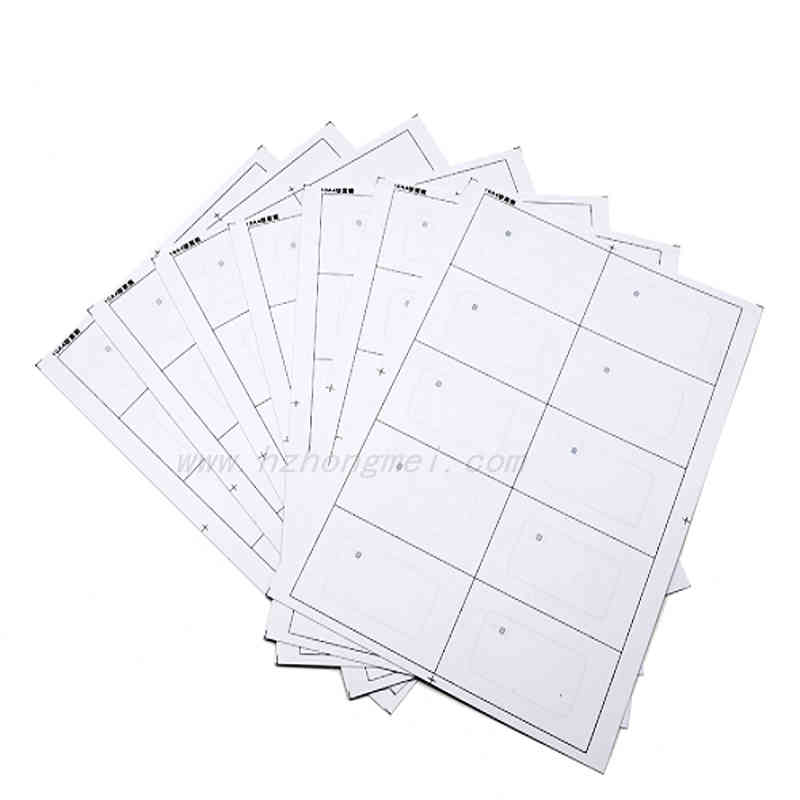 13.56mhz Pvc Inlay Rfid Prelam Inlay sheet card inlay A4 size layout 2*5