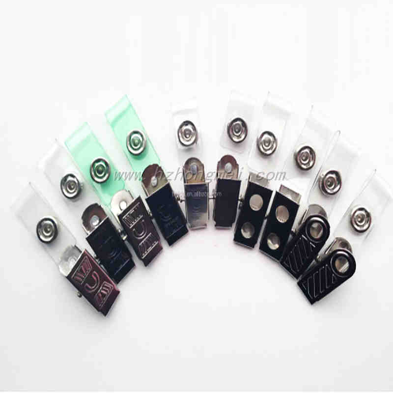 Hot Sale Cheap Metal ID Card Badge Holder Clip with Button Strap