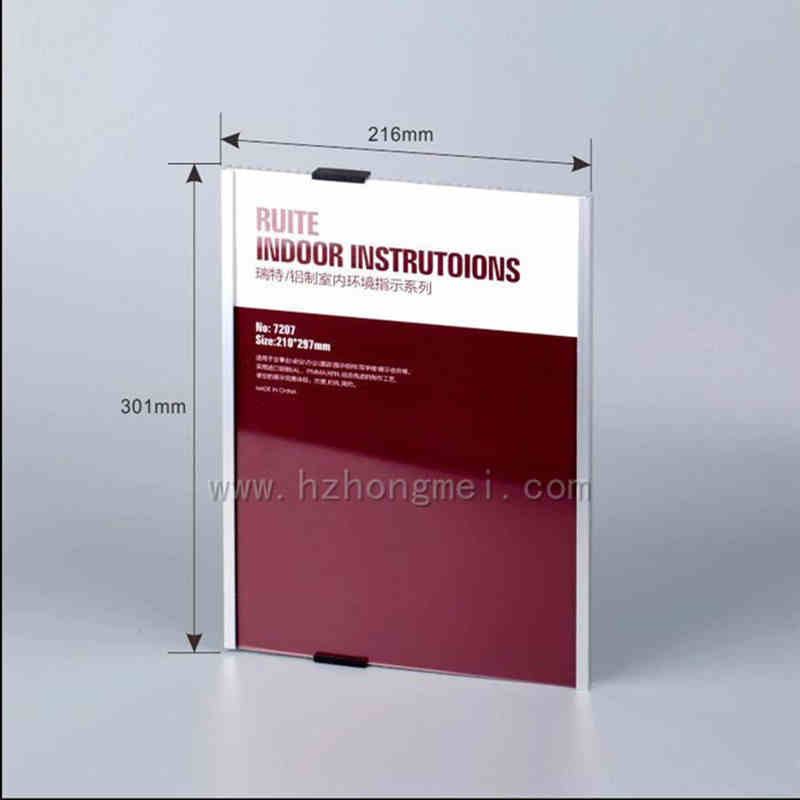 3207 Ruite A4 aluminium office badge indoor Wall Mount sticker Sign Holder display INFO poster door sign