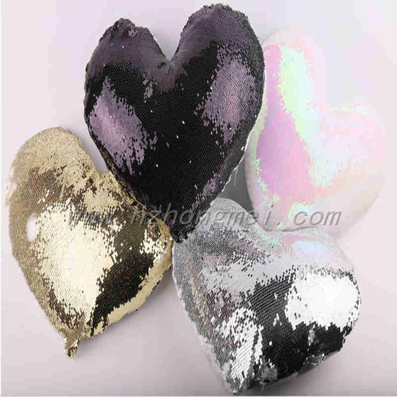 Custom Sublimation Magic Sequin Heart Shape Pillow Case