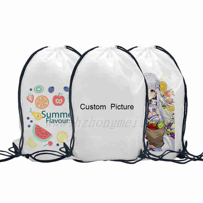 Cheap Sublimation Blanks Custom Logo Printed Nylon Sports Bag Polyester Shoes Bags Travel Drawstring Bags