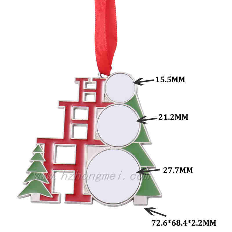 Wholesale Supply DIY Home Decoration Zinc Allo Sublimation Metal Christmas Tree Ornament