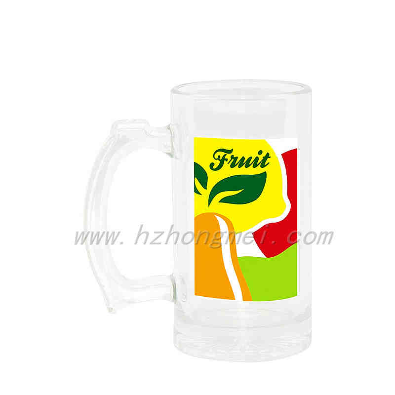  Wholesale Custom Sublimation Blanks 16oz Frosted Glass Beer Mug with White Patch BN1W