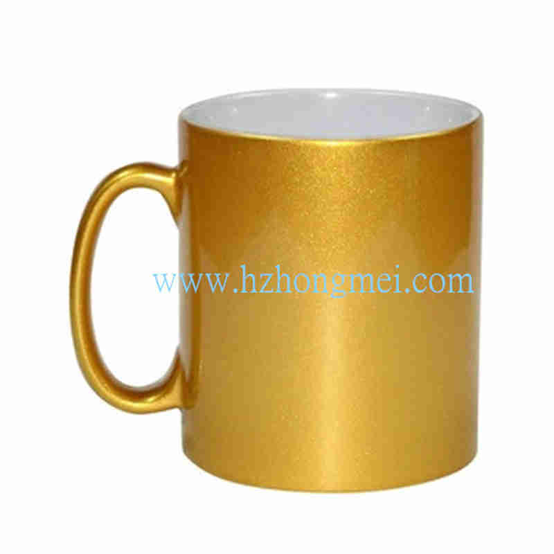 10oz Gold Sparkling Sublimation Personalized Ceramic Color Coffee Mug (BE10JZ)