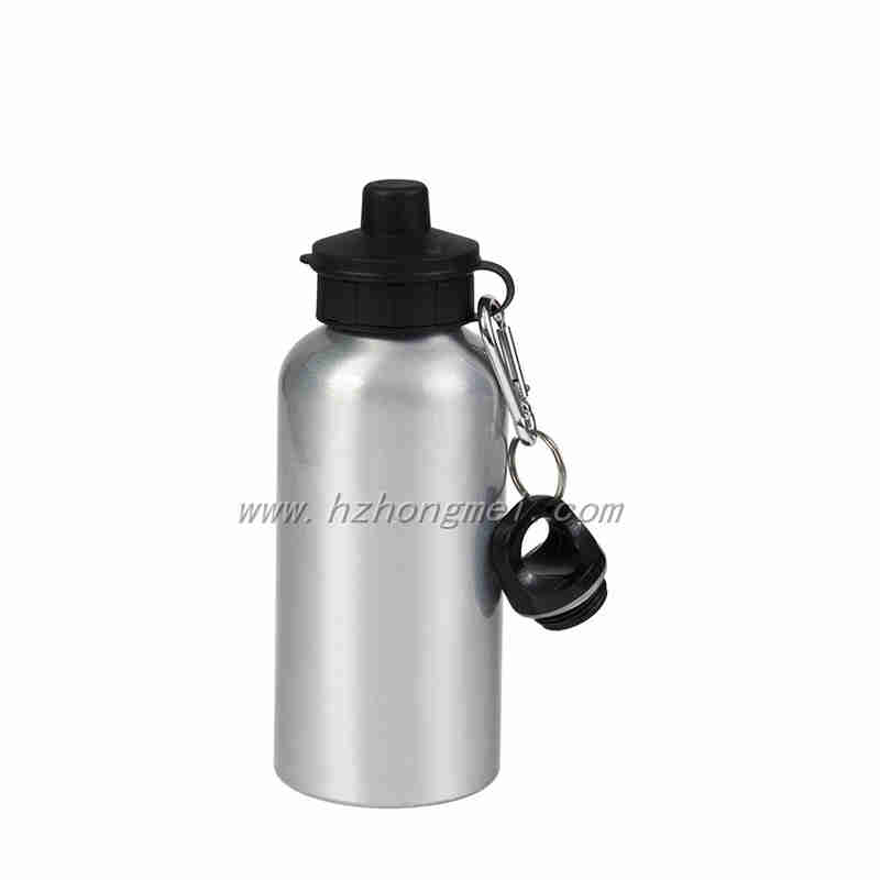 Wholesale Best Travel Sublimation 600ml Personal Metal Silver Aluminium Custom Water Bottle with two tops (BLH1-2)