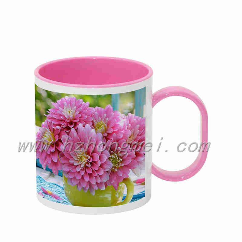  11oz Custom Personalized Sublimation Plastic Polymer Inner Rim Color Coffee Mug (BPM06)