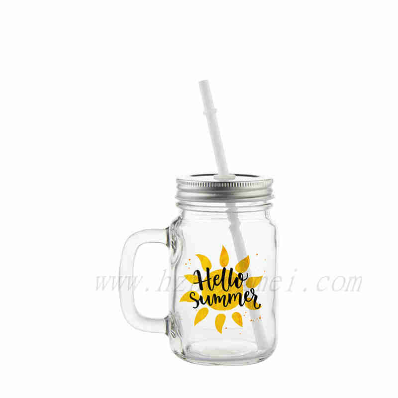 Wholesale Custom Sublimation Blanks 12oz 350ml Mason Jar with Straw Clear BM12C