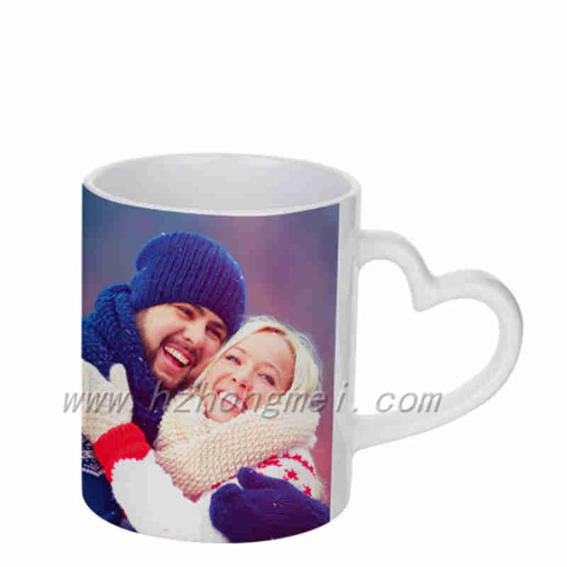 JS Coatings BestSub Sublimation Custom 11oz White Ceramic Coffee Mug with Heart Handle B101H