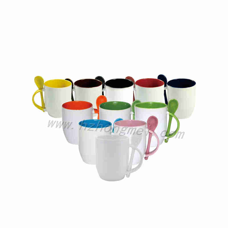 PYDLife 11oz Super Full Color Spoon Mug Wholesale Coffee Mug Cups Ceramic Sublimation White Blanks Mugs