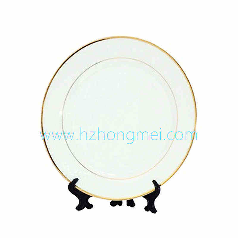 RubySub high quality 8/10 inch gold rim ceramic sublimation blank plate white plate