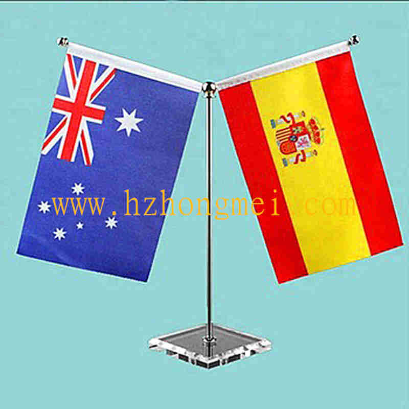 Custom High Quality Small Metal Satin Spanish Desk Flag